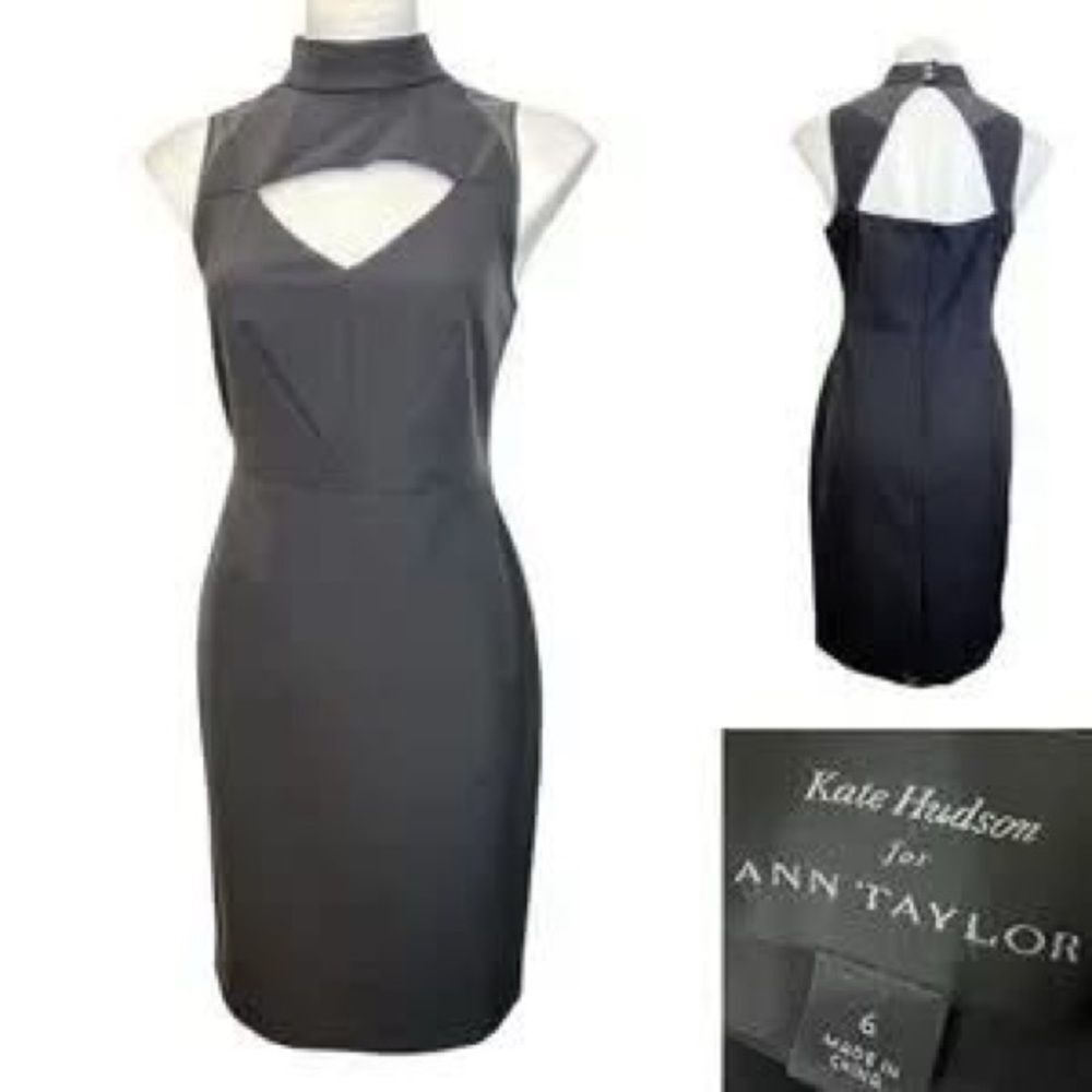 Ann Taylor Black Mock Neck Sheath Dress